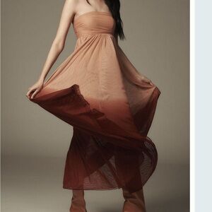 Anthropologie Pink and Red Strapless Sundress